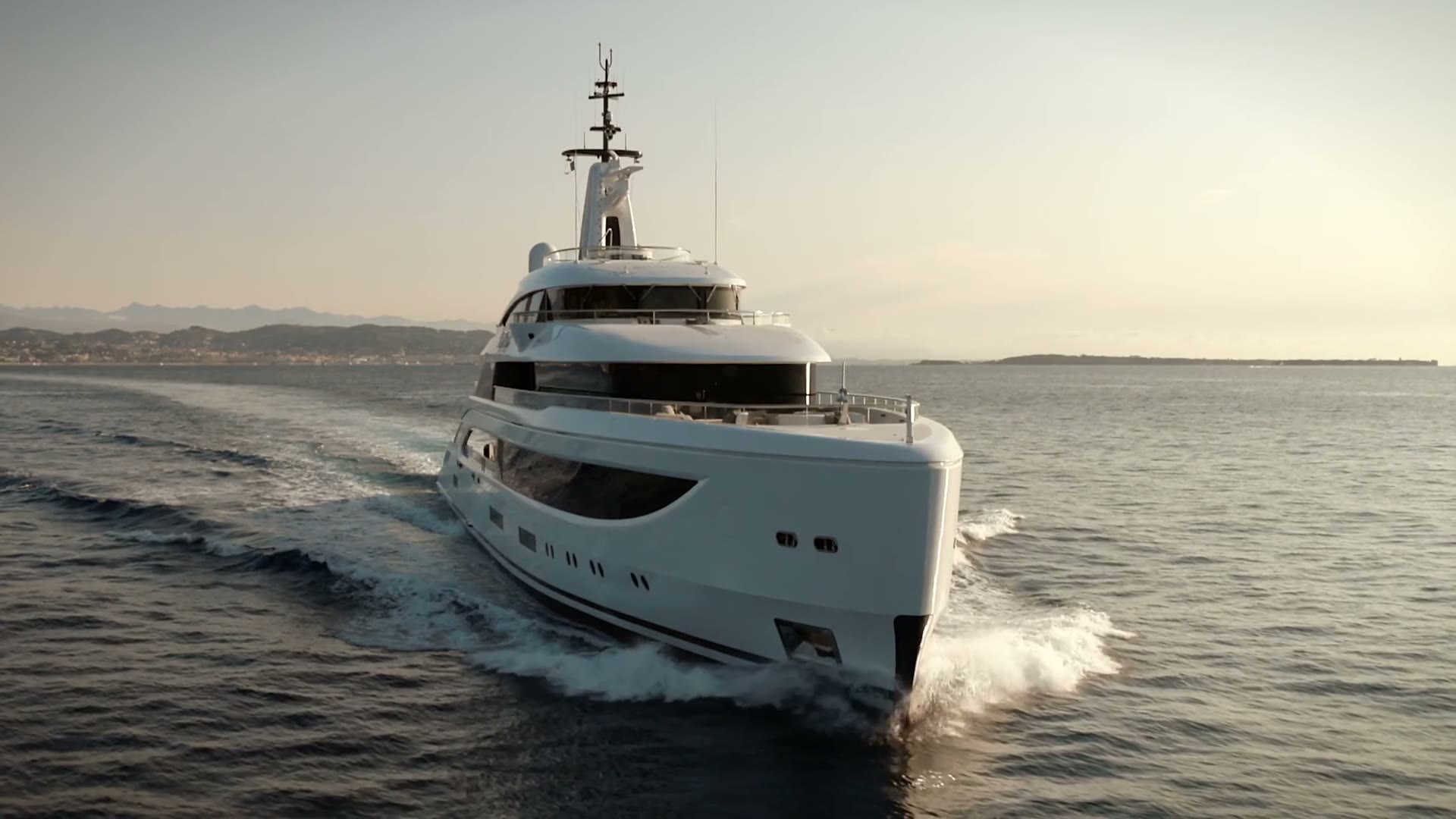 Superyacht underway at sea